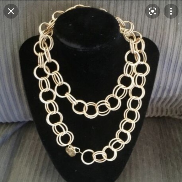 Betsey Johnson long gold tone link necklace - Picture 5 of 6